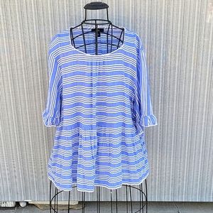 Blue and white striped blouse